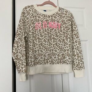 Old Navy Cream and Tan Animal Print Pullover